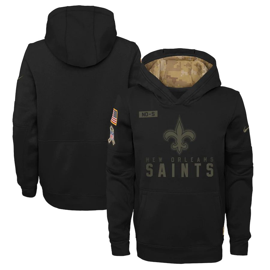 Youth New Orleans Saints Black Salute To Service Hoodie Nike NFL Jerseys